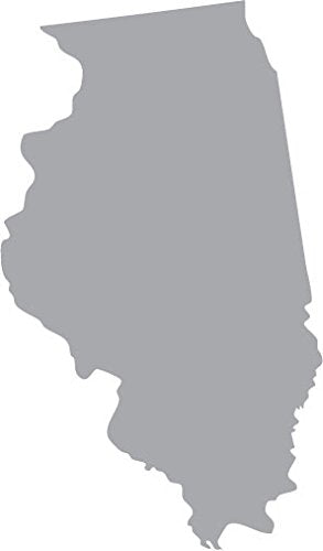 Picniva Silver Illinois IL State Map Vinyl Wall Decal, 3 in - Color: silver - Size: 3 inches