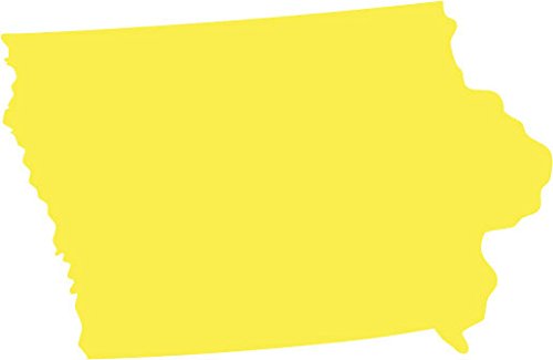 Picniva Yellow Iowa IA State Map Vinyl Wall Decal, 3 in - Color: Yellow - Size: 3 inches
