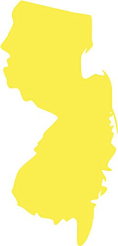 Picniva yellow New Jersey NJ map removable Vinyl Wall Decal Home Dicor 3 inchs wide - Color: Yellow - Size: 3 inches