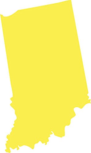Picniva Yellow Indiana IN State Map Vinyl Wall Decal, 3 in - Color: Yellow - Size: 3 inches