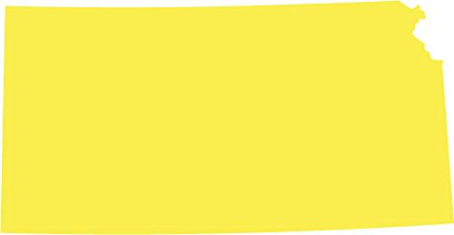 Picniva Yellow Kansas KS State Map Vinyl Wall Decal, 3 in - Color: Yellow - Size: 3 inches