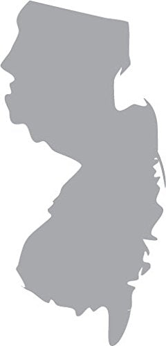 Picniva Silver New Jersey NJ 3 Inch Map Vinyl Car Decal Sticker Vehicle - Color: silver - Size: 3 inches