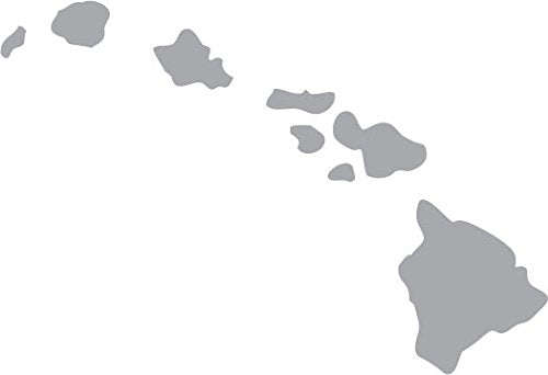 Picniva Silver Hawaii HI State Map Vinyl Decal for Car Window Laptop, 3 in - Color: silver - Size: 3 inches