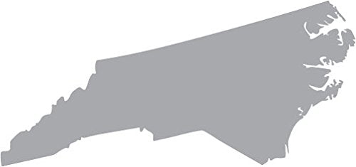 Picniva Silver North Carolina NC State Map Vinyl Decal for Car, 3 in