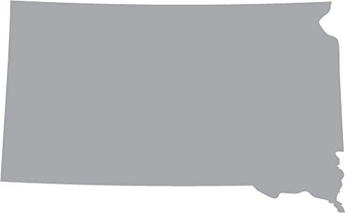 Picniva South Dakota State Map Vinyl Wall Decal, Silver, 3 in Wide