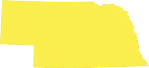 Picniva Yellow Nebraska NE State Map Vinyl Decal for Car, 3 in - Color: Yellow - Size: 3 inches
