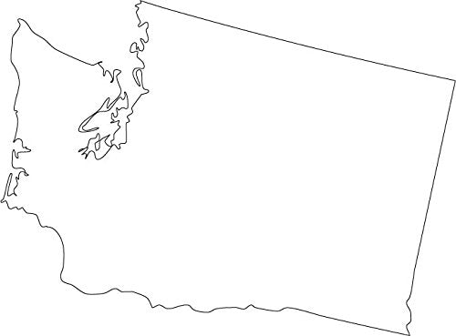 Picniva White Washington WA 20 Inch Map Vinyl Car Decal Sticker Vehicle - Color: white - Size: 20 inches