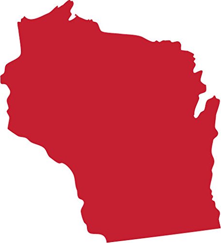 Picniva Red Wisconsin WI 3 Inch Map Vinyl Car Decal Sticker Vehicle Bumper - Color: red - Size: 3 inches