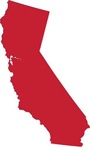 Picniva California Map Vinyl Decal, Red, 3 in Wide, Car Truck Sticker