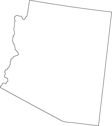 Picniva Arizona State Map Removable Vinyl Wall Decal, White, 20 in Wide
