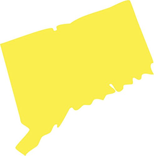 Picniva Connecticut State Map Vinyl Car Window Decal, Yellow, 3 in Wide