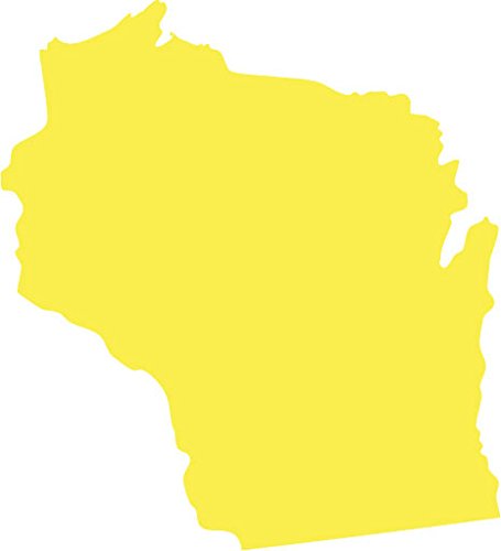 Picniva Yellow Wisconsin WI 3 Inch Map Vinyl Car Decal Sticker Vehicle Auto - Color: Yellow - Size: 3 inches