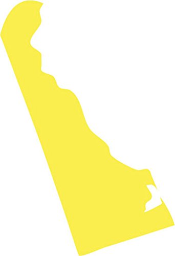 Picniva Delaware State Map Removable Vinyl Wall Decal, Yellow, 3 in Wide