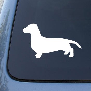 Picniva Silver 10in Dachshund Smooth Silhouette Vinyl Decal Dog