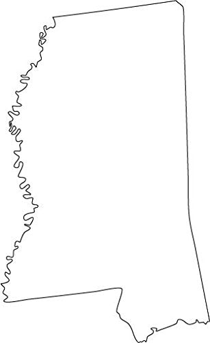Picniva White Mississippi MS State Map Vinyl Decal for Car, 20 in - Color: white - Size: 20 inches