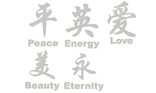 Silver 22" X 5" Chinese Symbol DECAL ART Décor