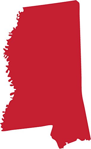 Picniva Red Mississippi MS State Map Vinyl Decal for Car, 3 in - Color: red - Size: 3 inches