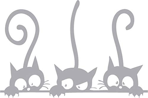 Decaltor Three Peeking Cats Vinyl Wall Decal for Home Decor