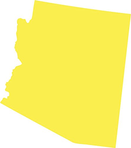 Picniva Arizona State Map Removable Vinyl Wall Decal, Yellow, 3 in Wide