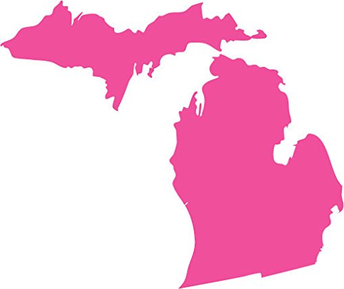 Picniva Pink Michigan MI State Map Car Vinyl Decal, 3 in - Color: pink - Size: 3 inches