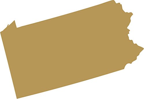 Picniva Gold Pennsylvania PA 3 Inch Map Vinyl Car Decal Sticker Vehicle - Color: gold - Size: 3 inches