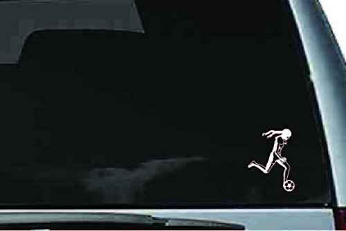 Picniva Soccer Girl Sty3 Vinyl Car Window Decal, Approx 5 in