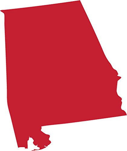 Picniva Alabama State Map Vinyl Car Window Decal, Red, 3 in Wide