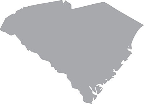 Picniva South Carolina State Map Vinyl Wall Decal, Silver, 5 in Wide