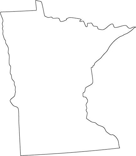 Picniva White Minnesota MN State Map Vinyl Wall Decal, 20 in