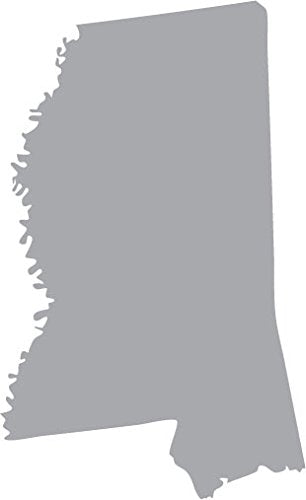Picniva Silver Mississippi MS State Map Vinyl Decal for Car, 3 in - Color: silver - Size: 3 inches