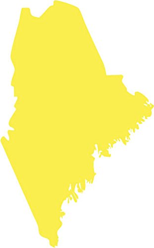 Picniva Yellow Maine ME State Map Car Vinyl Decal, 3 in - Color: Yellow - Size: 3 inches