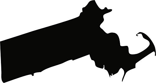 Picniva Black Massachusetts MA State Map Vinyl Wall Decal, 3 in - Color: black - Size: 3 inches