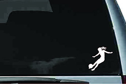 Picniva Soccer Girl Sty8a Vinyl Car Window Decal, Approx 5 in