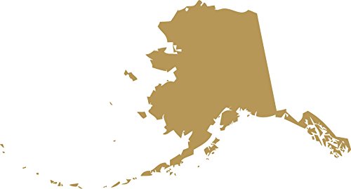 Picniva Alaska State Map Vinyl Car Window Decal, Gold, 3 in Wide