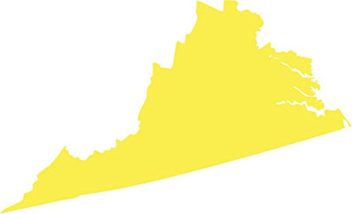 Picniva Yellow Virginia VA 3 Inch Map Vinyl Car Decal Sticker Vehicle Truck - Color: Yellow - Size: 3 inches