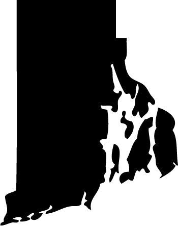 Picniva Black Rhode Island RI 3 Inch Map Vinyl Car Decal Sticker Vehicle