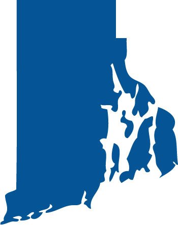 Picniva Blue Rhode Island RI 3 Inch Map Vinyl Car Decal Sticker Vehicle