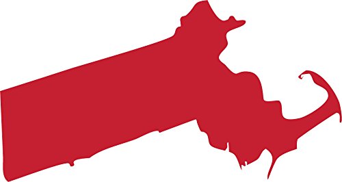 Picniva Red Massachusetts MA State Map Car Vinyl Decal, 3 in - Color: red - Size: 3 inches