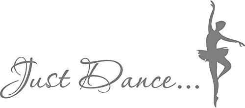Picniva Just Dance Quote Wall Decal with Ballerina, Silver 10 x 22 in