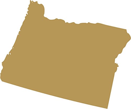 Picniva Gold Oregon OR 3 Inch Map Removable Vinyl Wall Decal Decor Home Art - Color: gold - Size: 3 inches
