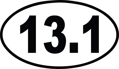 Decaltor 13.1 Half Marathon Oval Vinyl Decal, 3 x 5 in, Car Window Sticker