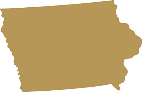 Picniva Gold Iowa IA State Map Vinyl Wall Decal, 3 in - Color: gold - Size: 3 inches