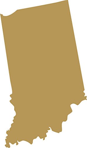 Picniva Gold Indiana IN State Map Vinyl Wall Decal, 3 in - Color: gold - Size: 3 inches