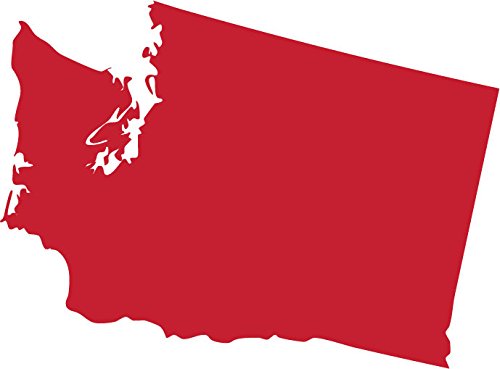 Picniva Red Washington WA 3 Inch Map Vinyl Car Decal Sticker Vehicle Bumper - Color: red - Size: 3 inches