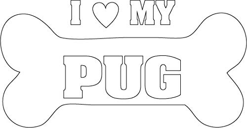 Decaltor I Love My Pug Vinyl Decal for Car Window Laptop, 5 in