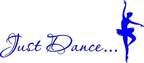 Picniva Just Dance Quote Wall Decal with Ballerina, Blue 10 x 22 in