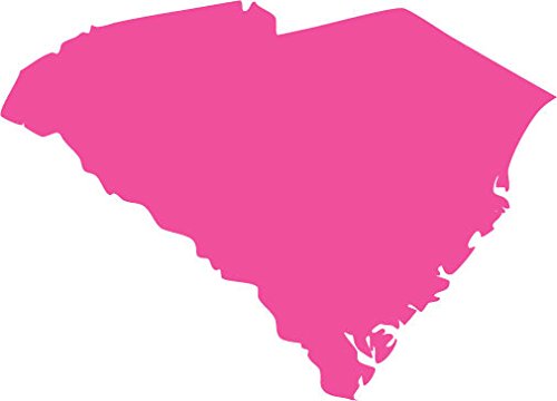 Picniva South Carolina State Map Vinyl Wall Decal, Pink, 3 in Wide