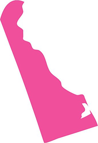 Picniva Delaware State Map Removable Vinyl Wall Decal, Pink, 3 in Wide
