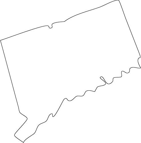 Picniva Connecticut State Map Vinyl Car Window Decal, White, 20 in Wide