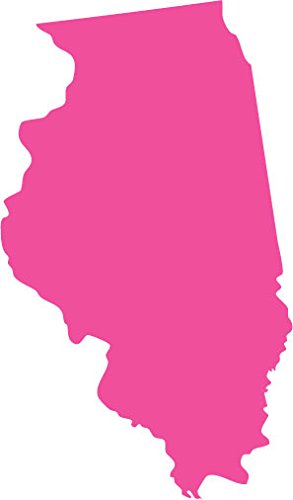 Picniva Pink Illinois IL State Map Vinyl Wall Decal, 3 in - Color: pink - Size: 3 inches